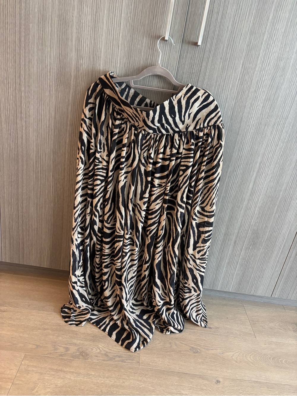 H&M Zebra Print Maxi Skirt in Black and Cream